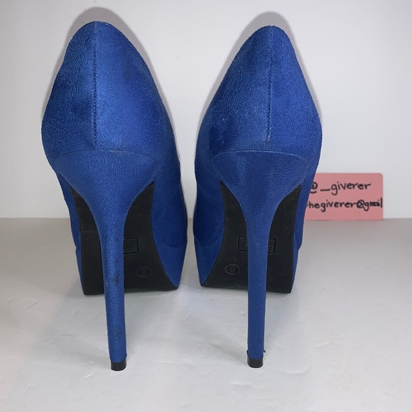 Beverly Blue Suede Pumps Size 8 Charlotte Russe - Picture 8 of 16